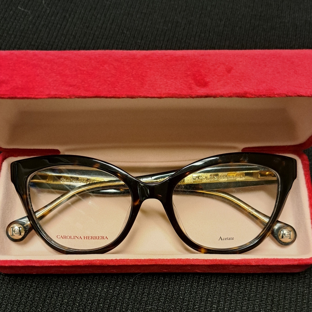 Carolina Herrera Brown Cat-Eye Glasses